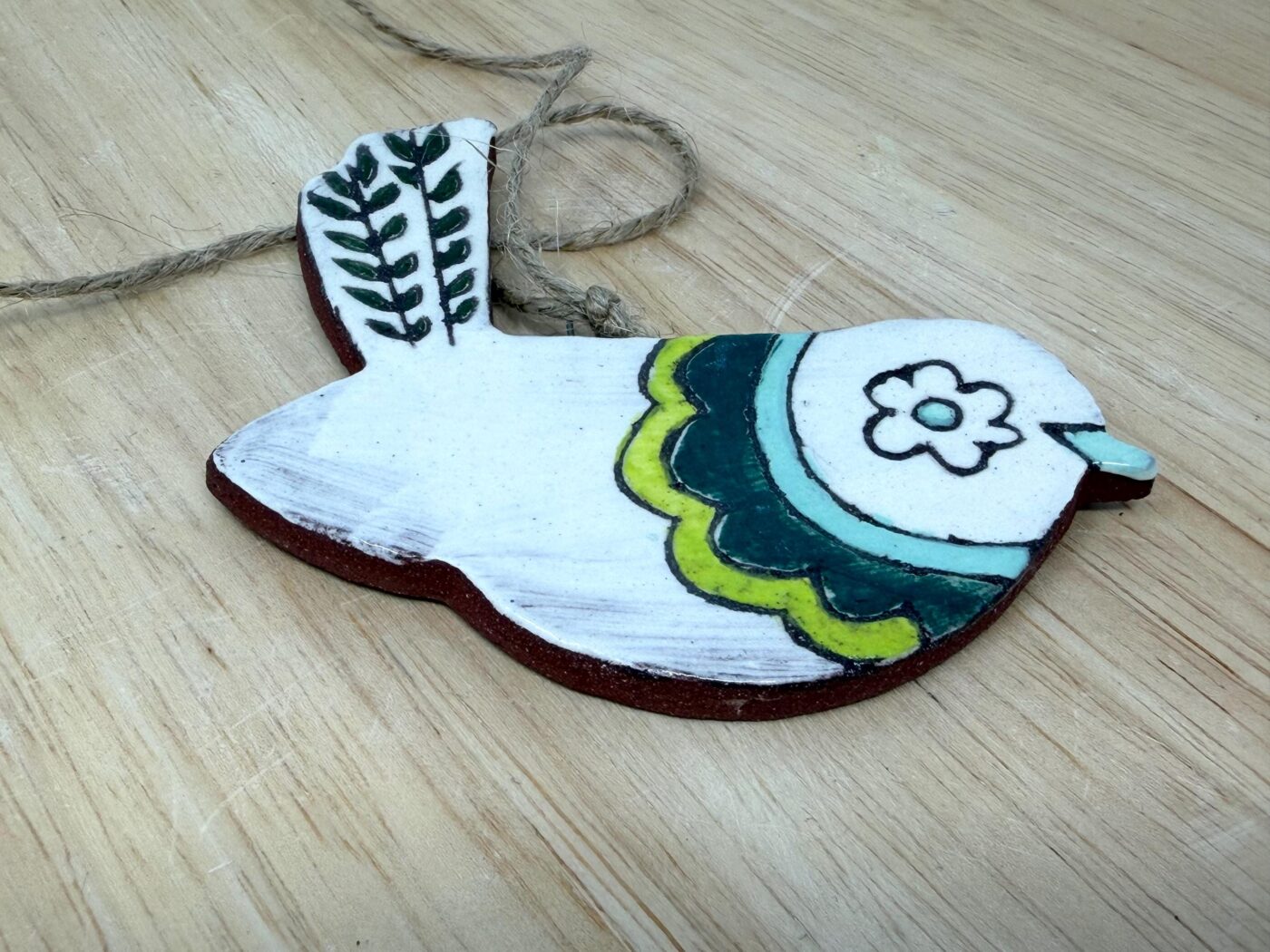 Handmade Terracotta Bird Ornament | Sgraffito Ceramic Wall Hanging (9 of 9) -- Fabode Ceramics