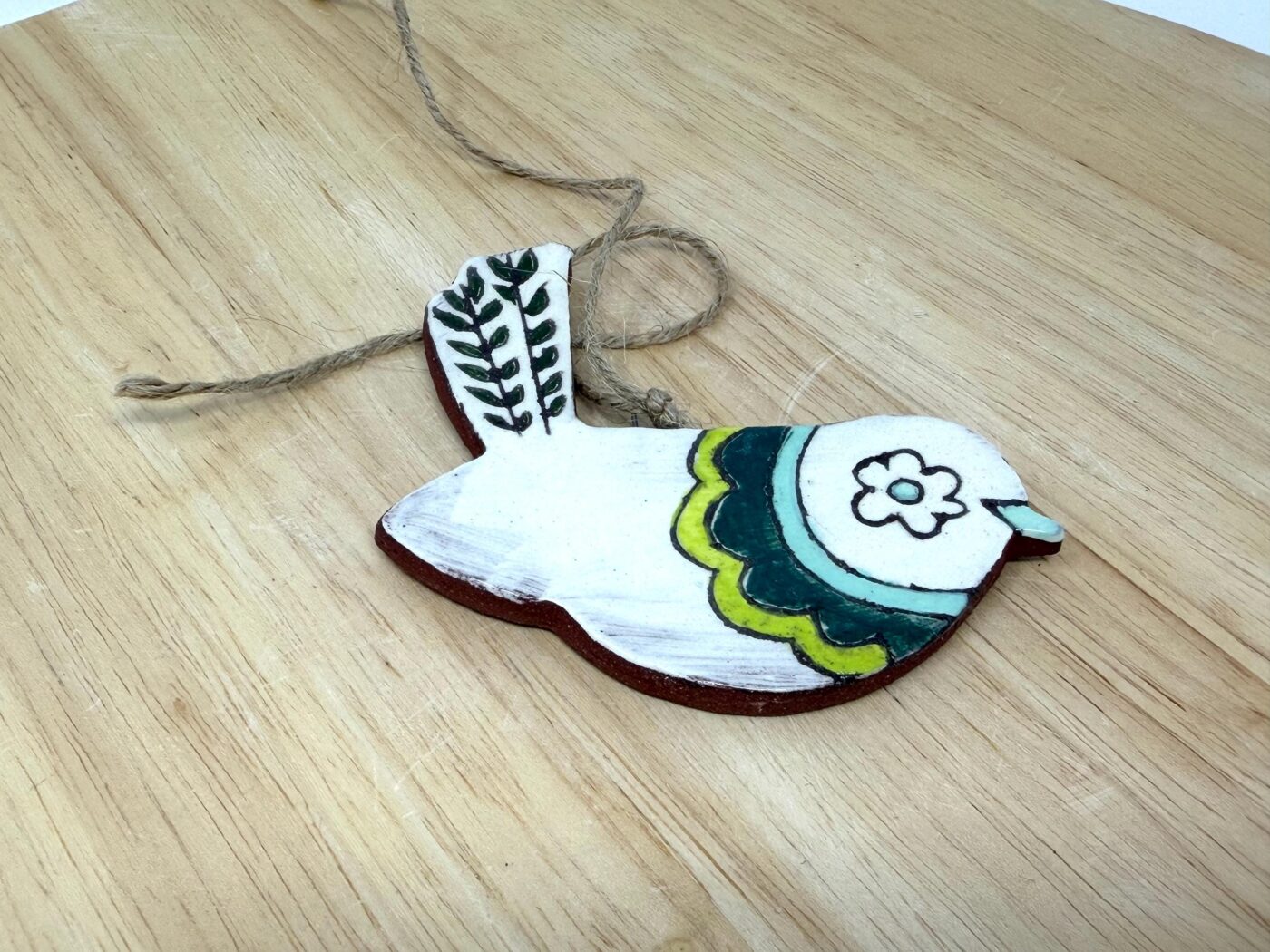 Handmade Terracotta Bird Ornament | Sgraffito Ceramic Wall Hanging (8 of 9) -- Fabode Ceramics