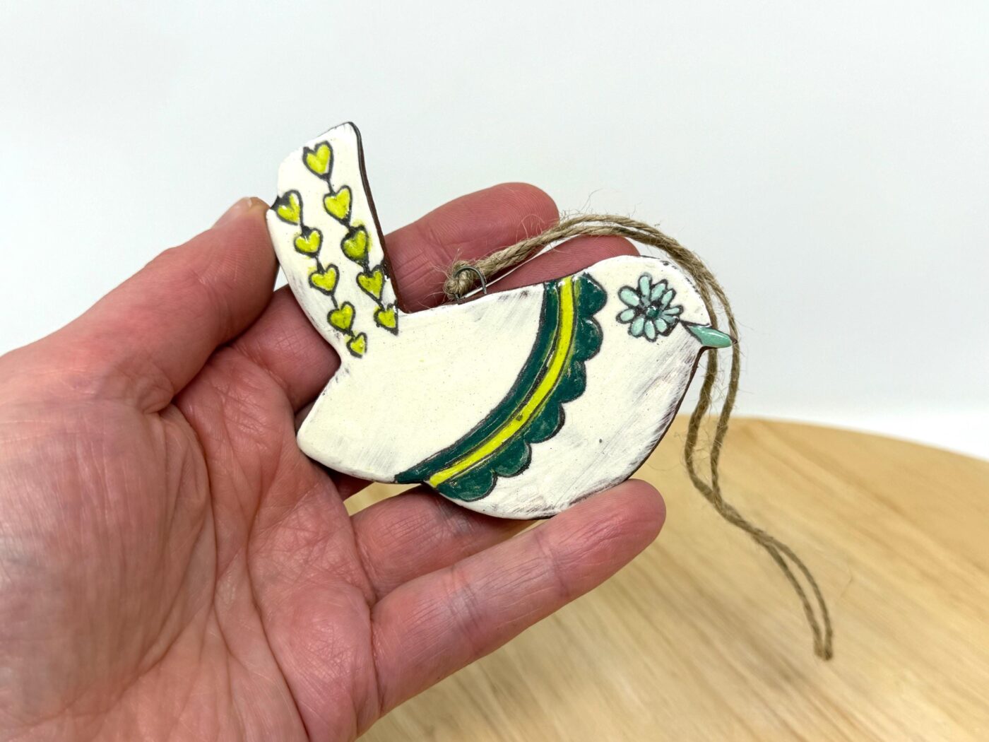Handmade Terracotta Bird Ornament | Sgraffito Ceramic Wall Hanging (1 of 10) -- Fabode Ceramics