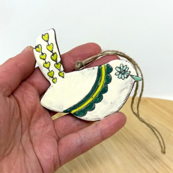 Handmade Terracotta Bird Ornament | Sgraffito Ceramic Wall Hanging (1 of 10) -- Fabode Ceramics