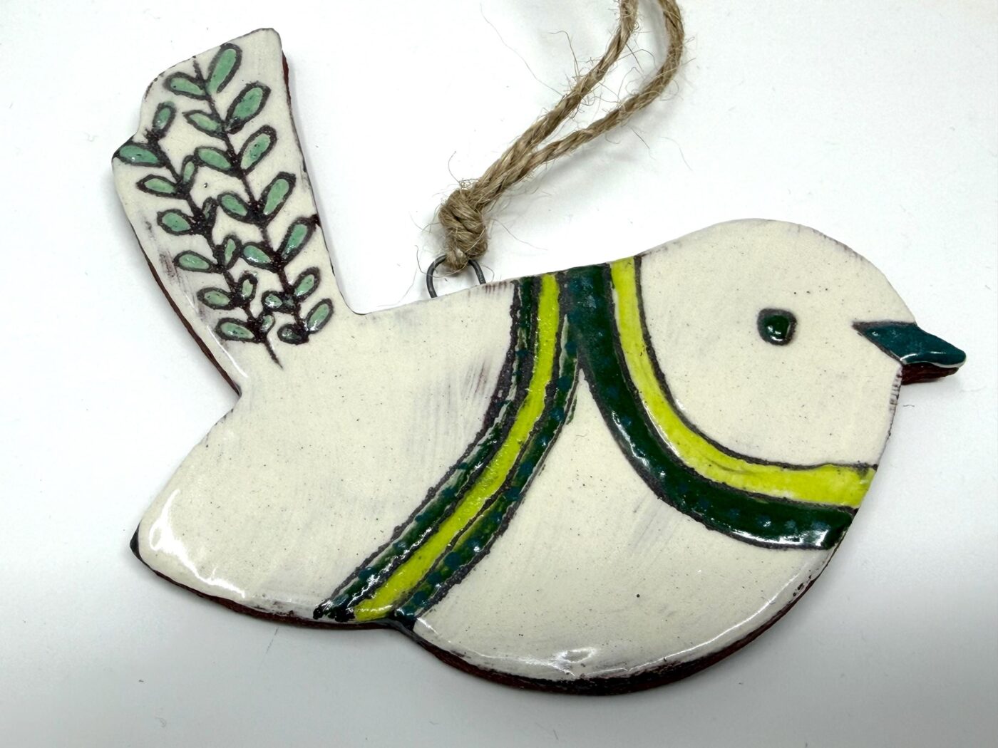 Handmade Terracotta Bird Ornament | Sgraffito Ceramic Wall Hanging (8 of 8) -- Fabode Ceramics