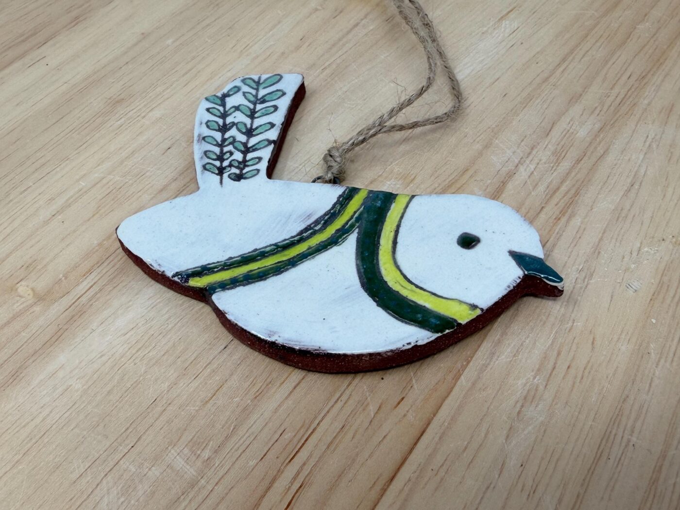 Handmade Terracotta Bird Ornament | Sgraffito Ceramic Wall Hanging (6 of 8) -- Fabode Ceramics