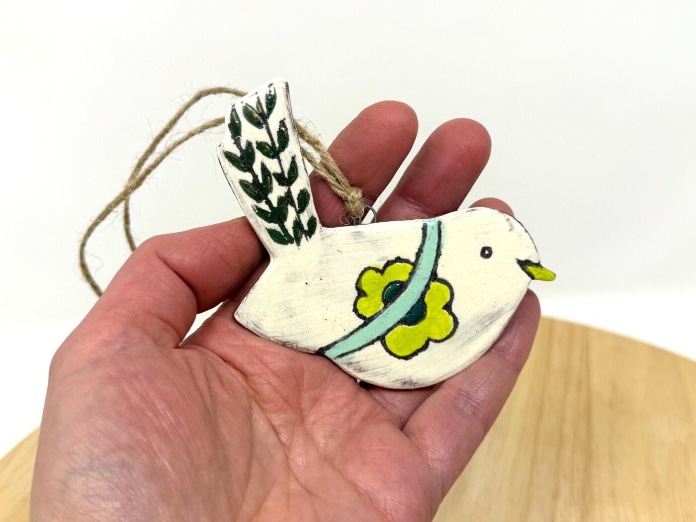 Handmade Terracotta Bird Ornament | Sgraffito Ceramic Wall Hanging (10 of 10) -- Fabode Ceramics