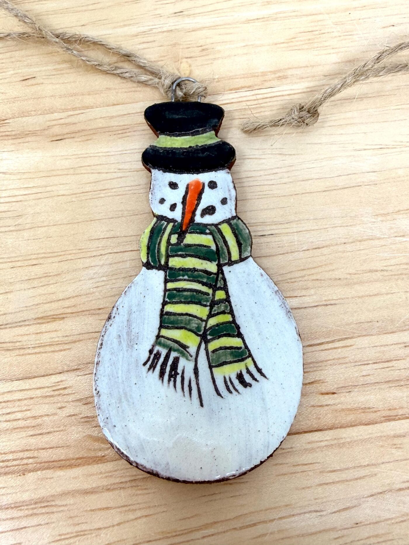 Handmade Ceramic Snowman Christmas Ornament – Rustic Hanging Decoration (3 of 7) -- Fabode Ceramics