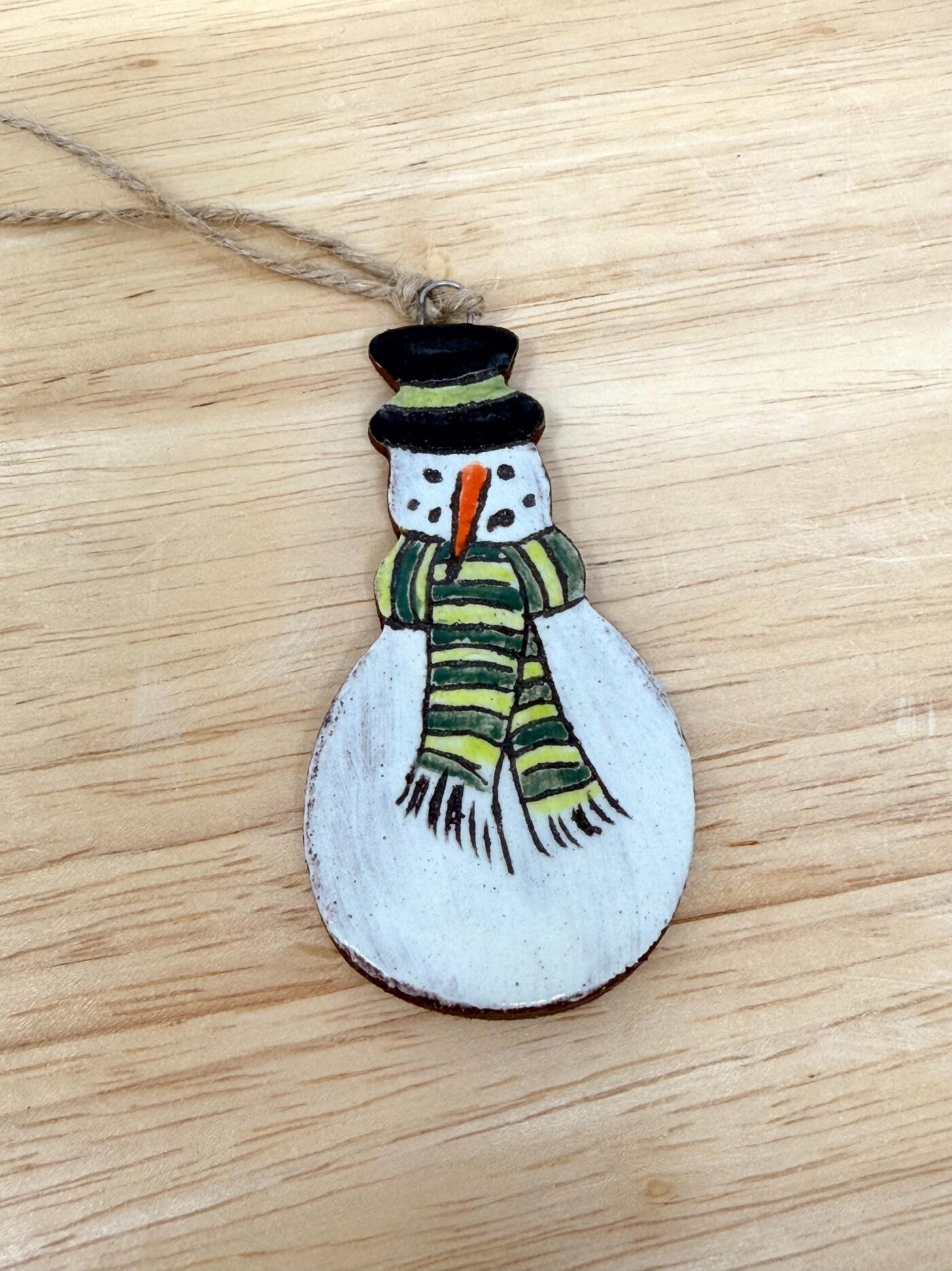 Handmade Ceramic Snowman Christmas Ornament – Rustic Hanging Decoration (2 of 7) -- Fabode Ceramics