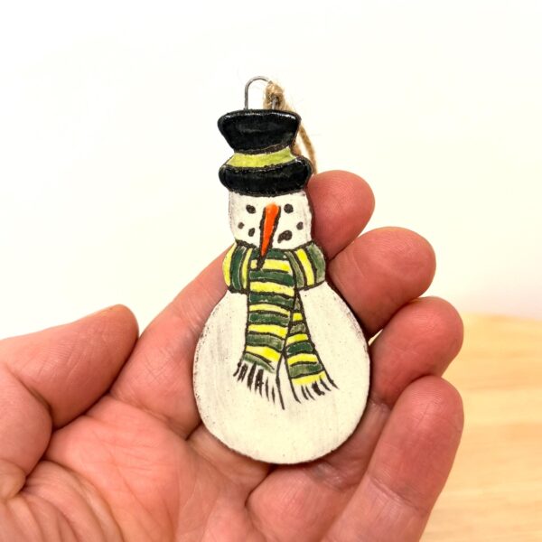 Handmade Ceramic Snowman Christmas Ornament – Rustic Hanging Decoration (1 of 7) -- Fabode Ceramics
