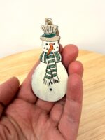 Handmade Ceramic Snowman Christmas Ornament – Rustic Hanging Decoration (2 of 5) -- Fabode Ceramics
