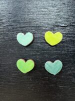 Handmade Rustic Ceramic Heart Magnets – Set of 4 in Soft Green & Blue Tones (5 of 10) -- Fabode Ceramics