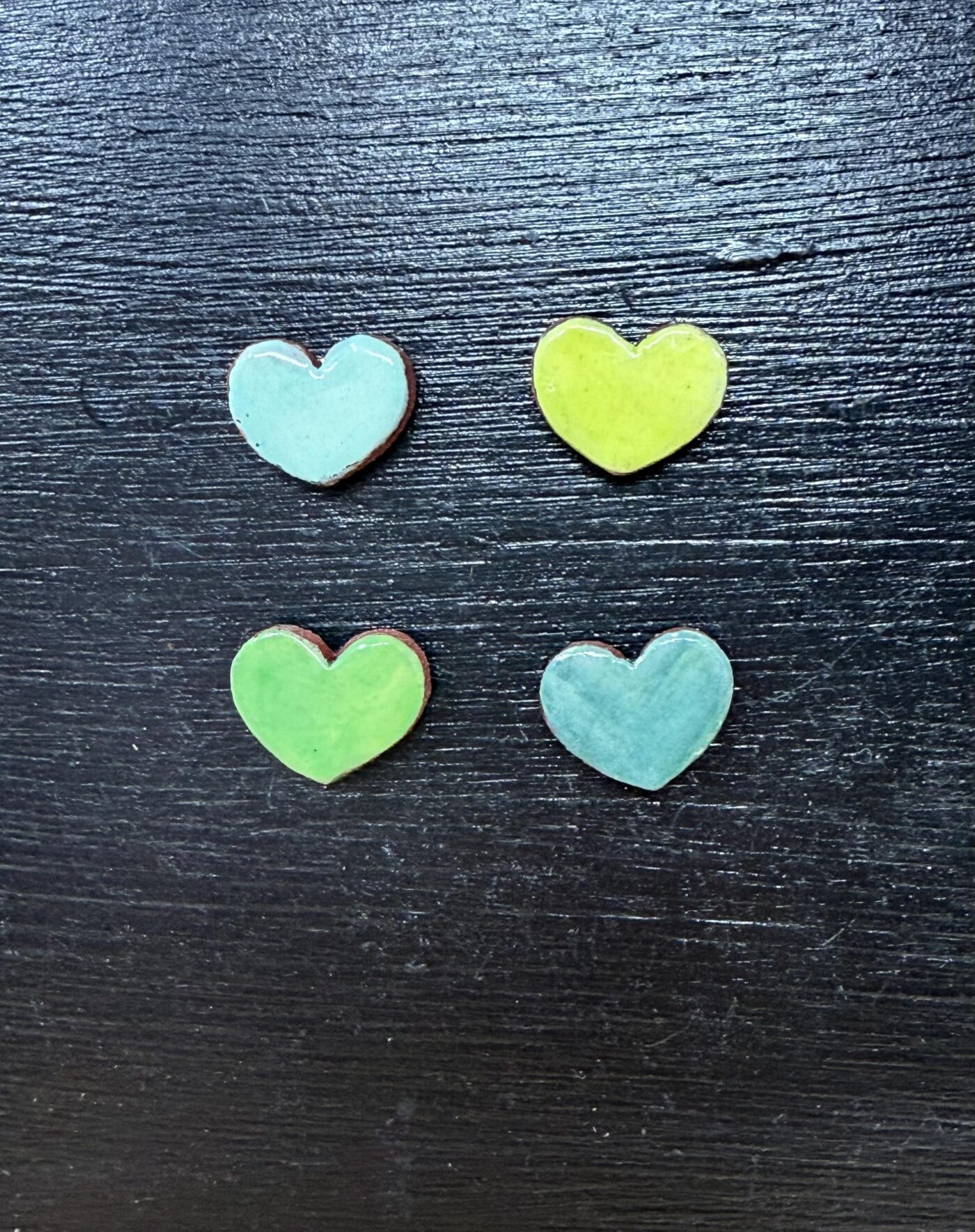 Handmade Rustic Ceramic Heart Magnets – Set of 4 in Soft Green & Blue Tones (6 of 10) -- Fabode Ceramics