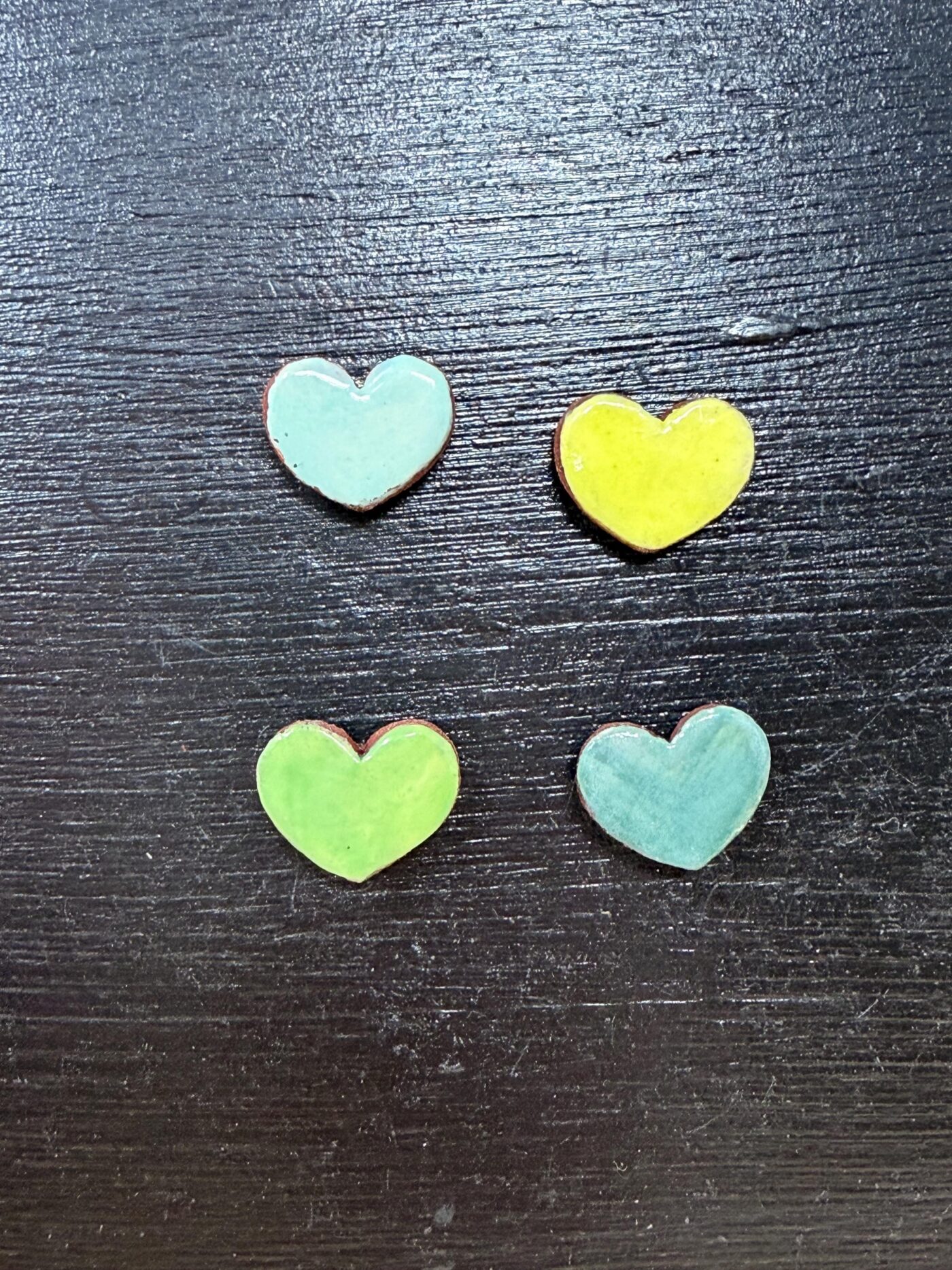 Handmade Rustic Ceramic Heart Magnets – Set of 4 in Soft Green & Blue Tones (9 of 10) -- Fabode Ceramics