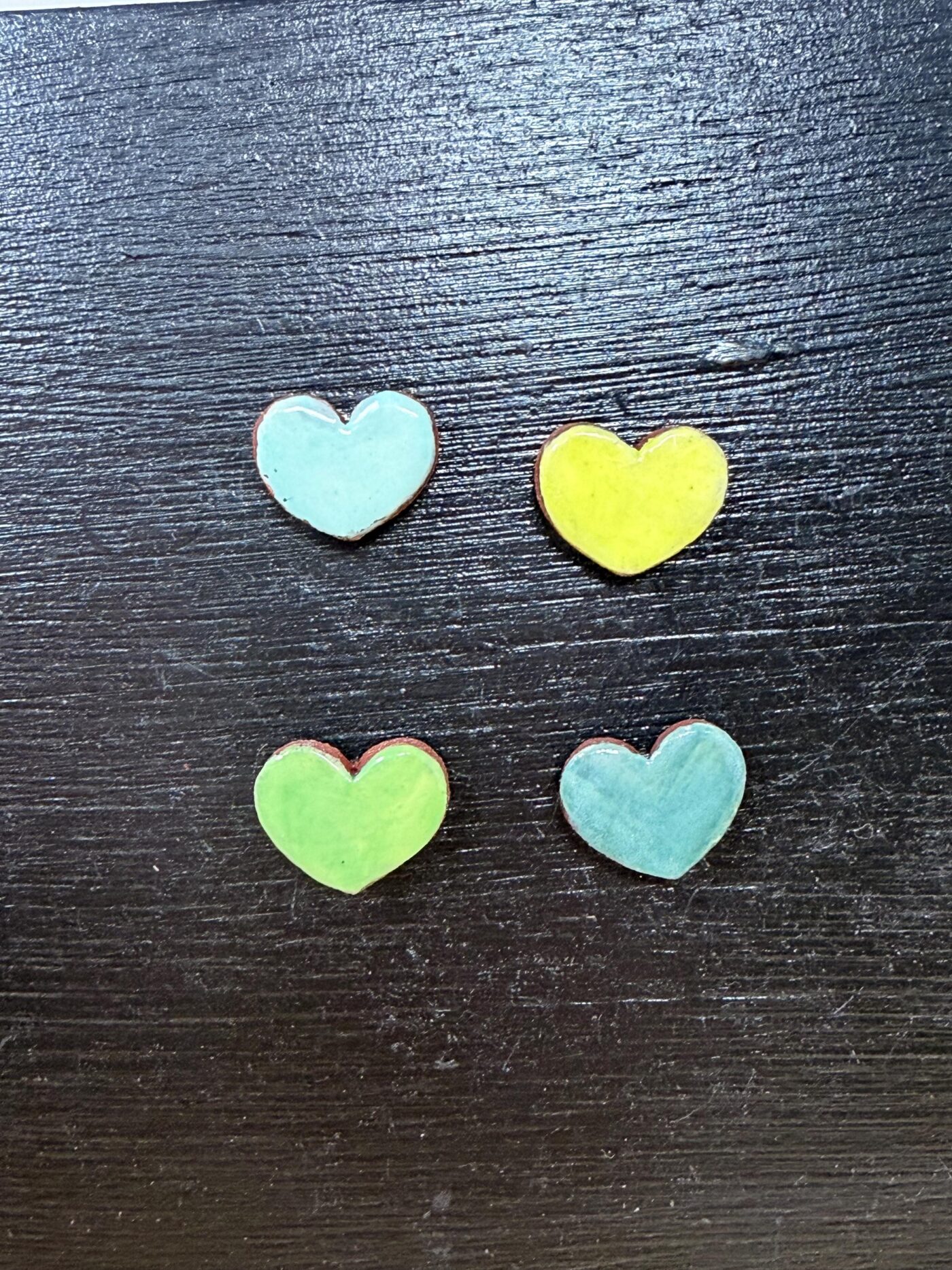 Handmade Rustic Ceramic Heart Magnets – Set of 4 in Soft Green & Blue Tones (8 of 10) -- Fabode Ceramics