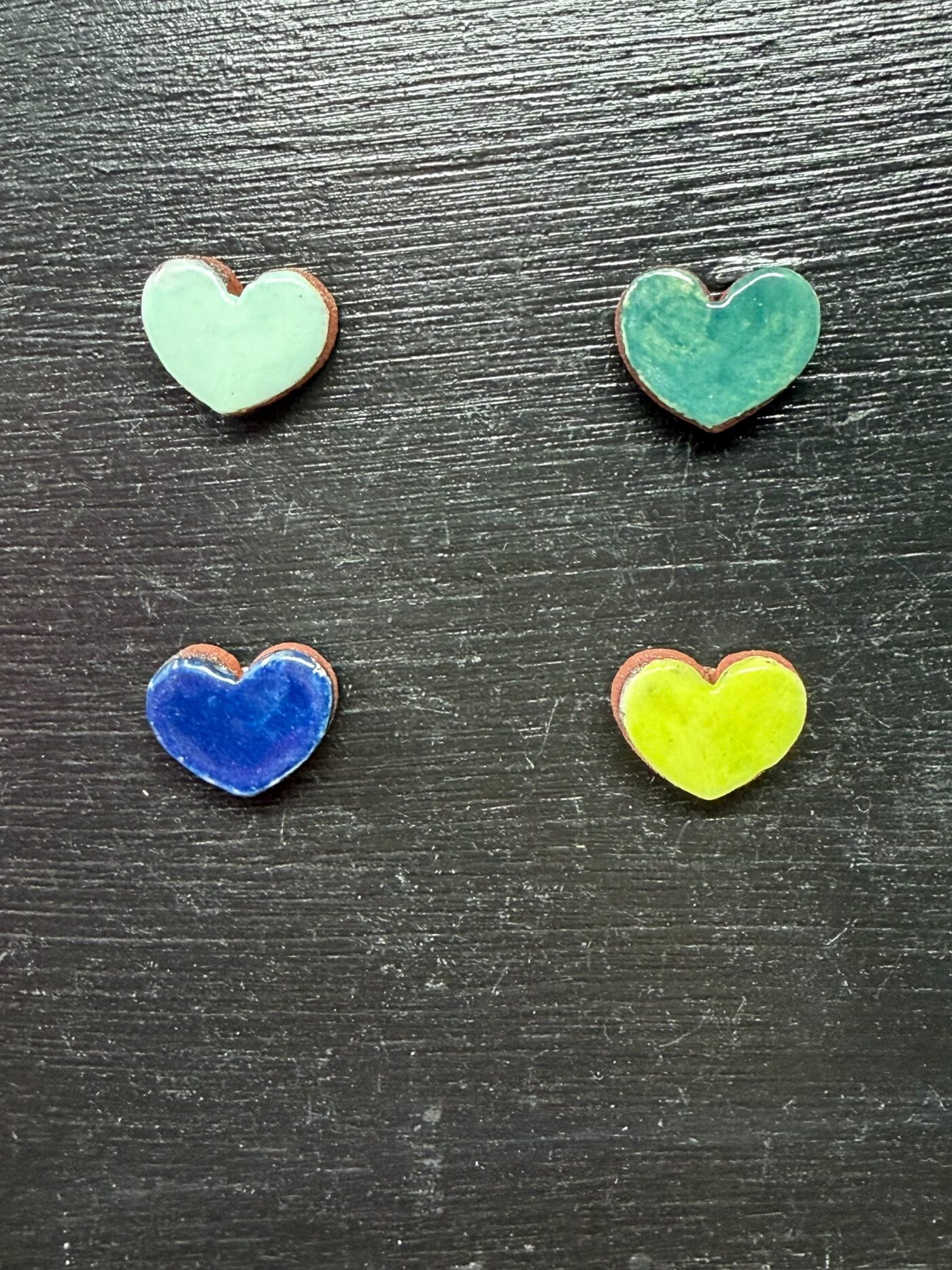 Handmade Rustic Ceramic Heart Magnets – Set of 4 in Soft Green & Blue Tones (4 of 8) -- Fabode Ceramics