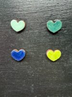 Handmade Rustic Ceramic Heart Magnets – Set of 4 in Soft Green & Blue Tones (4 of 8) -- Fabode Ceramics