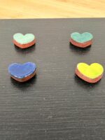 Handmade Rustic Ceramic Heart Magnets – Set of 4 in Soft Green & Blue Tones (5 of 8) -- Fabode Ceramics