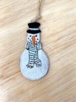 Handmade Ceramic Snowman Christmas Ornament – Rustic Scandinavian Folk Decoration in Soft light blue (7 of 11) -- Fabode Ceramics
