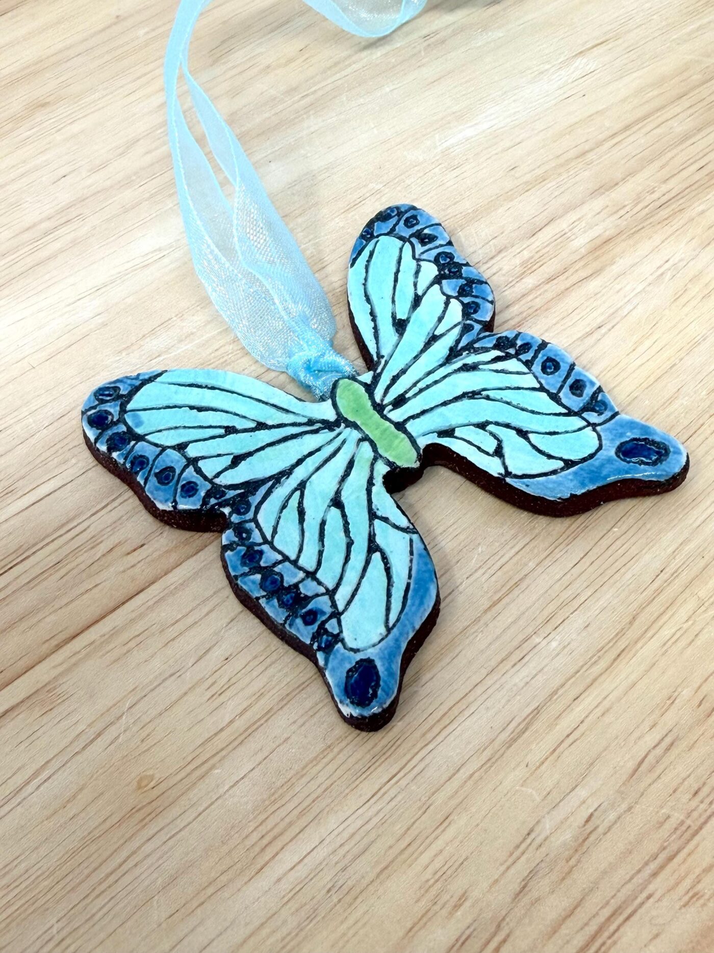 Handmade Ceramic Butterfly Ornament – Folk Art Hanging Decoration (8 of 12) -- Fabode Ceramics