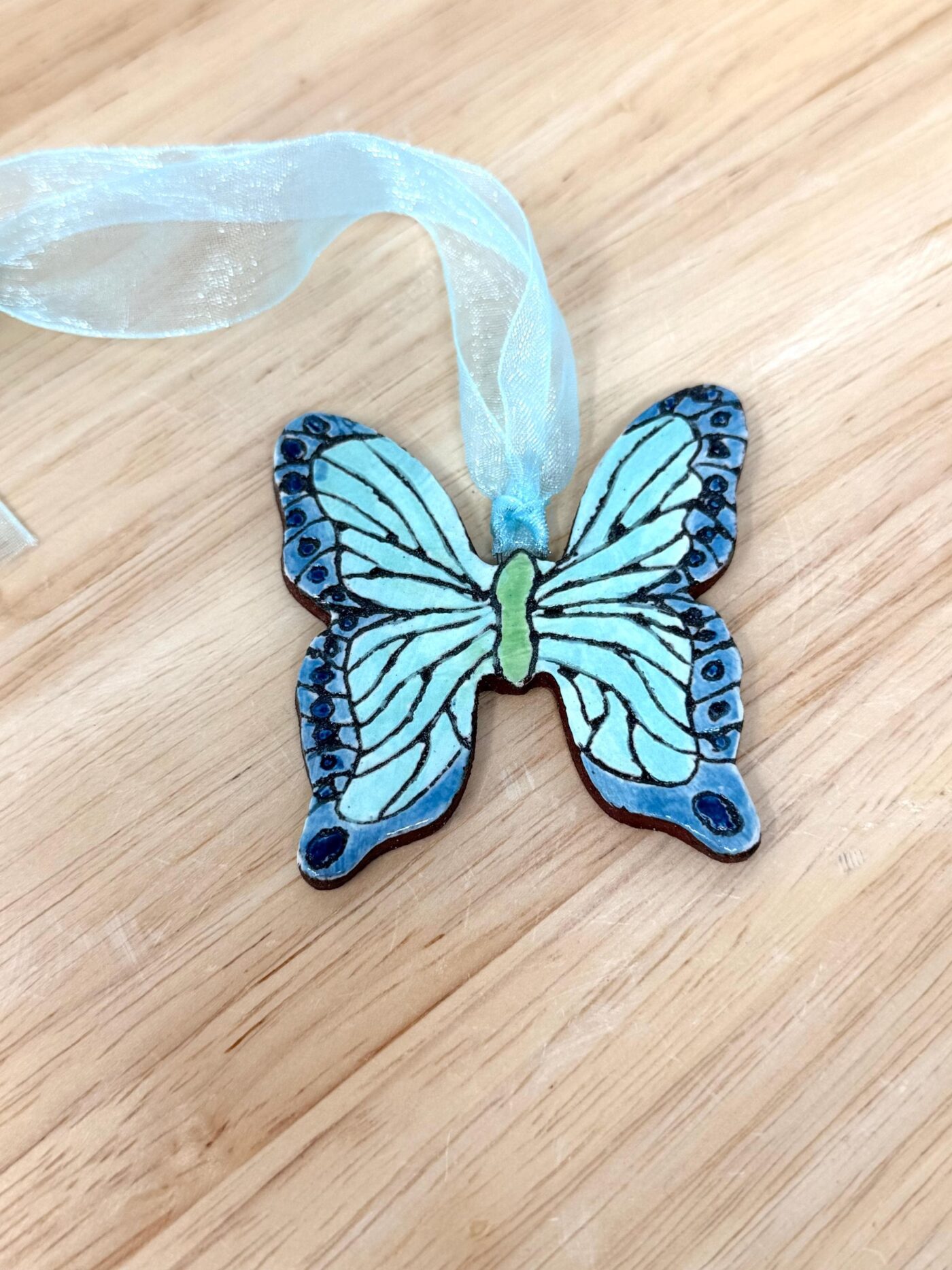 Handmade Ceramic Butterfly Ornament – Folk Art Hanging Decoration (11 of 12) -- Fabode Ceramics