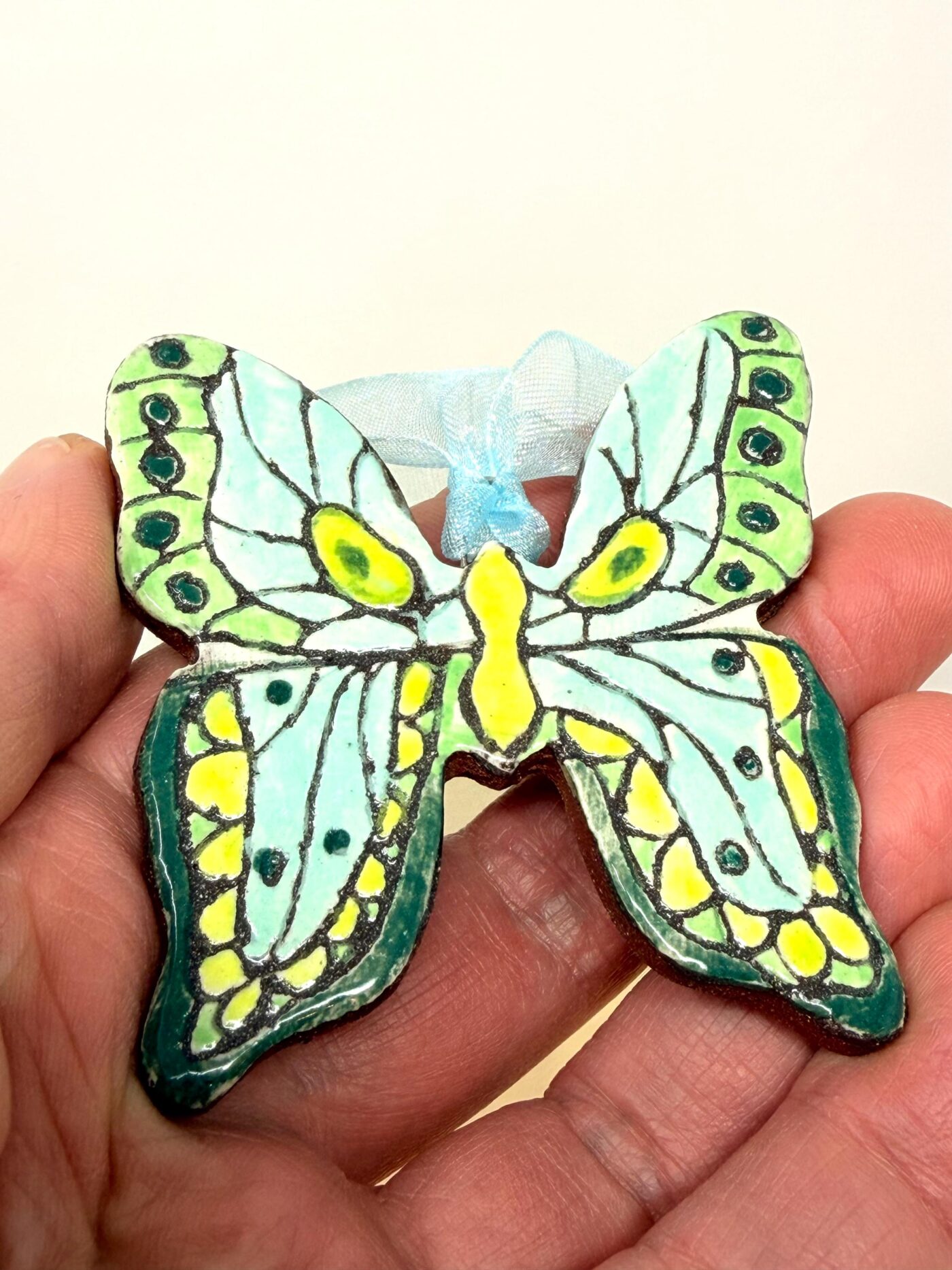 Handmade Ceramic Butterfly Ornament – Folk Art Hanging Decoration (4 of 10) -- Fabode Ceramics