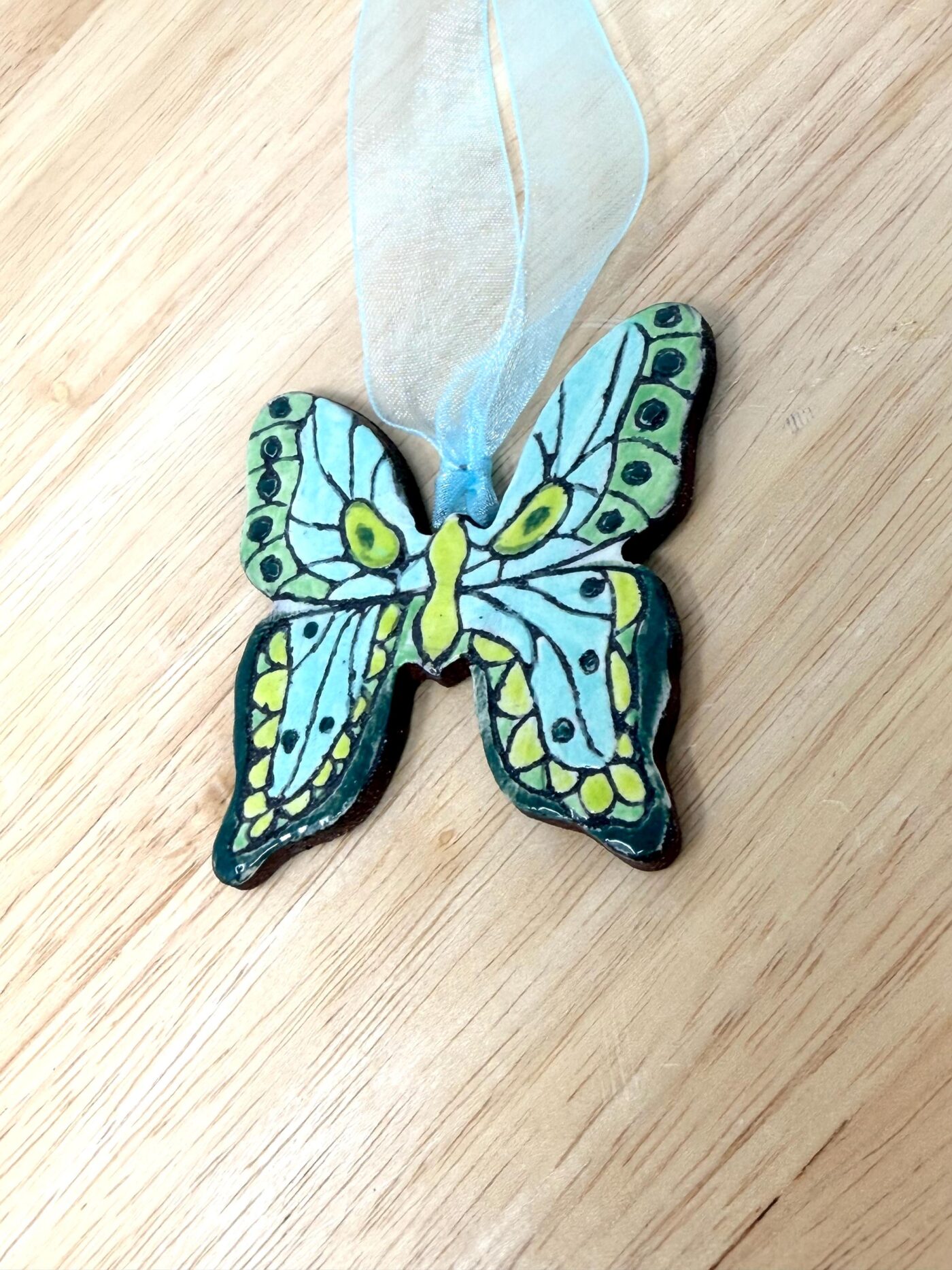Handmade Ceramic Butterfly Ornament – Folk Art Hanging Decoration (7 of 10) -- Fabode Ceramics