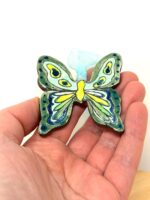Handmade Ceramic Butterfly Ornament – Green & Yellow Folk Art Wall Hanging – Rustic Terracotta Decoration (3 of 11) -- Fabode Ceramics