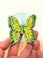 Handmade Ceramic Butterfly Ornament – Yellow & Green Folk Art Wall Hanging – Rustic Terracotta Home Decor (2 of 8) -- Fabode Ceramics