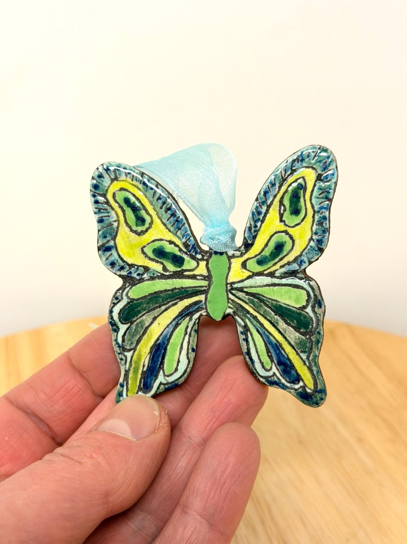 il_fullxfull.7735487822_sckn.jpg Handmade Ceramic Butterfly Ornament – Folk Art Wall Hanging, Terracotta Clay Decor (1 of 17) -- Fabode Ceramics