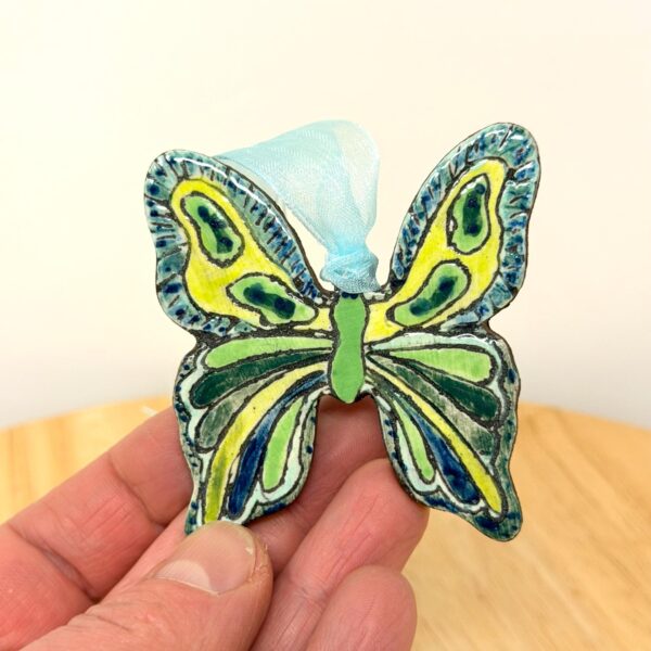 Handmade Ceramic Butterfly Ornament – Folk Art Wall Hanging, Terracotta Clay Decor (1 of 17) -- Fabode Ceramics