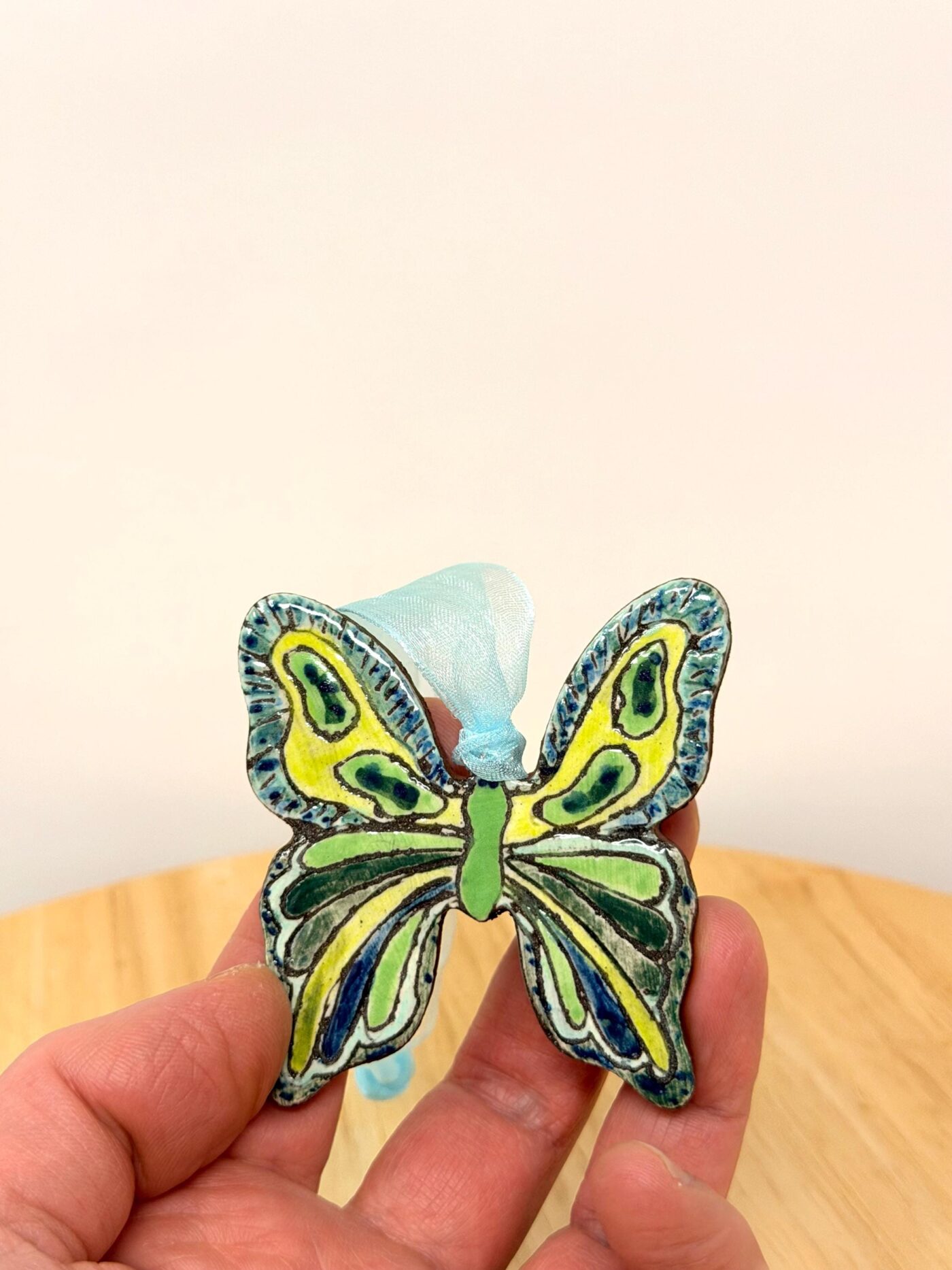Handmade Ceramic Butterfly Ornament – Folk Art Wall Hanging, Terracotta Clay Decor (5 of 17) -- Fabode Ceramics