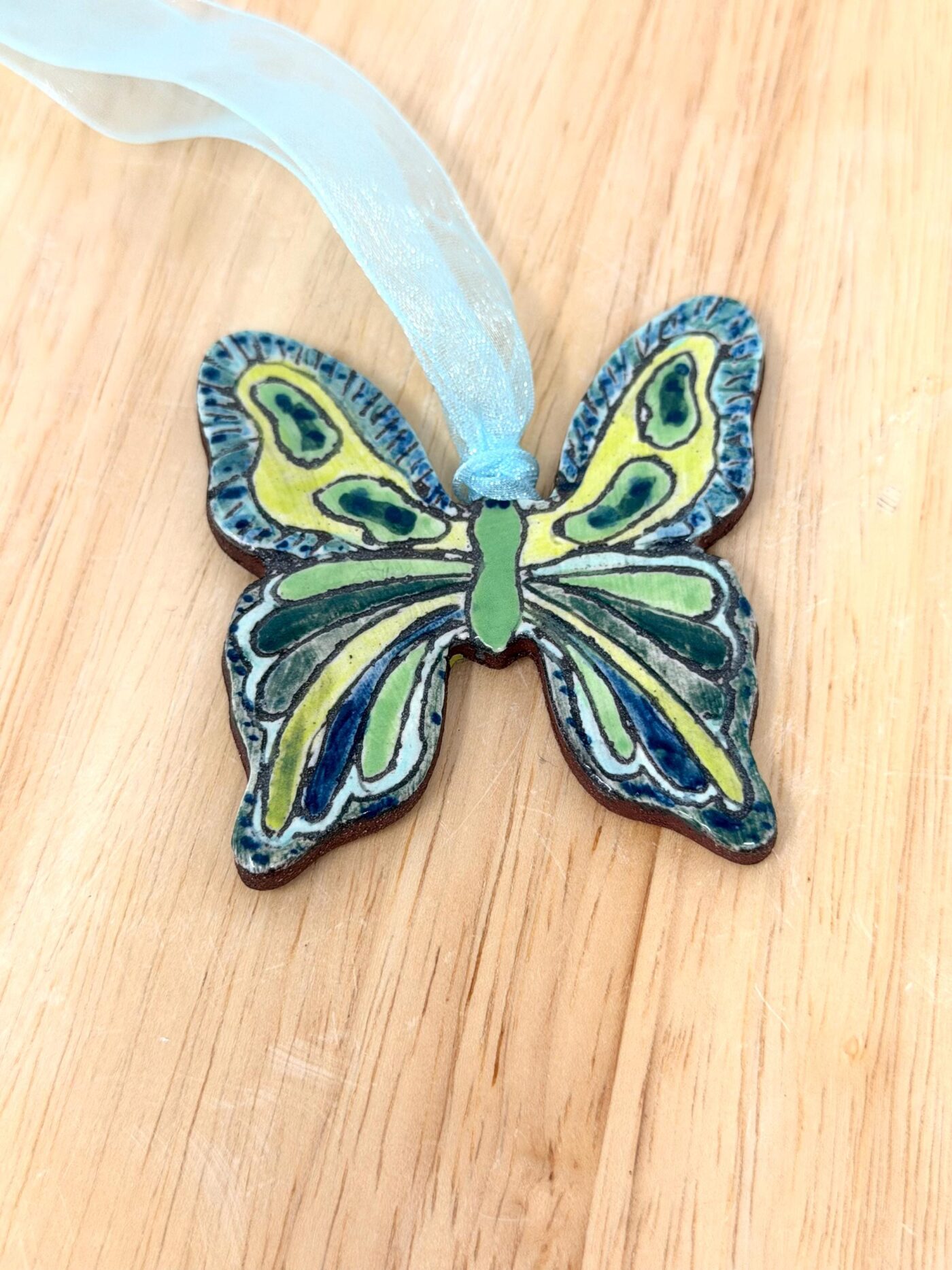 Handmade Ceramic Butterfly Ornament – Folk Art Wall Hanging, Terracotta Clay Decor (9 of 17) -- Fabode Ceramics