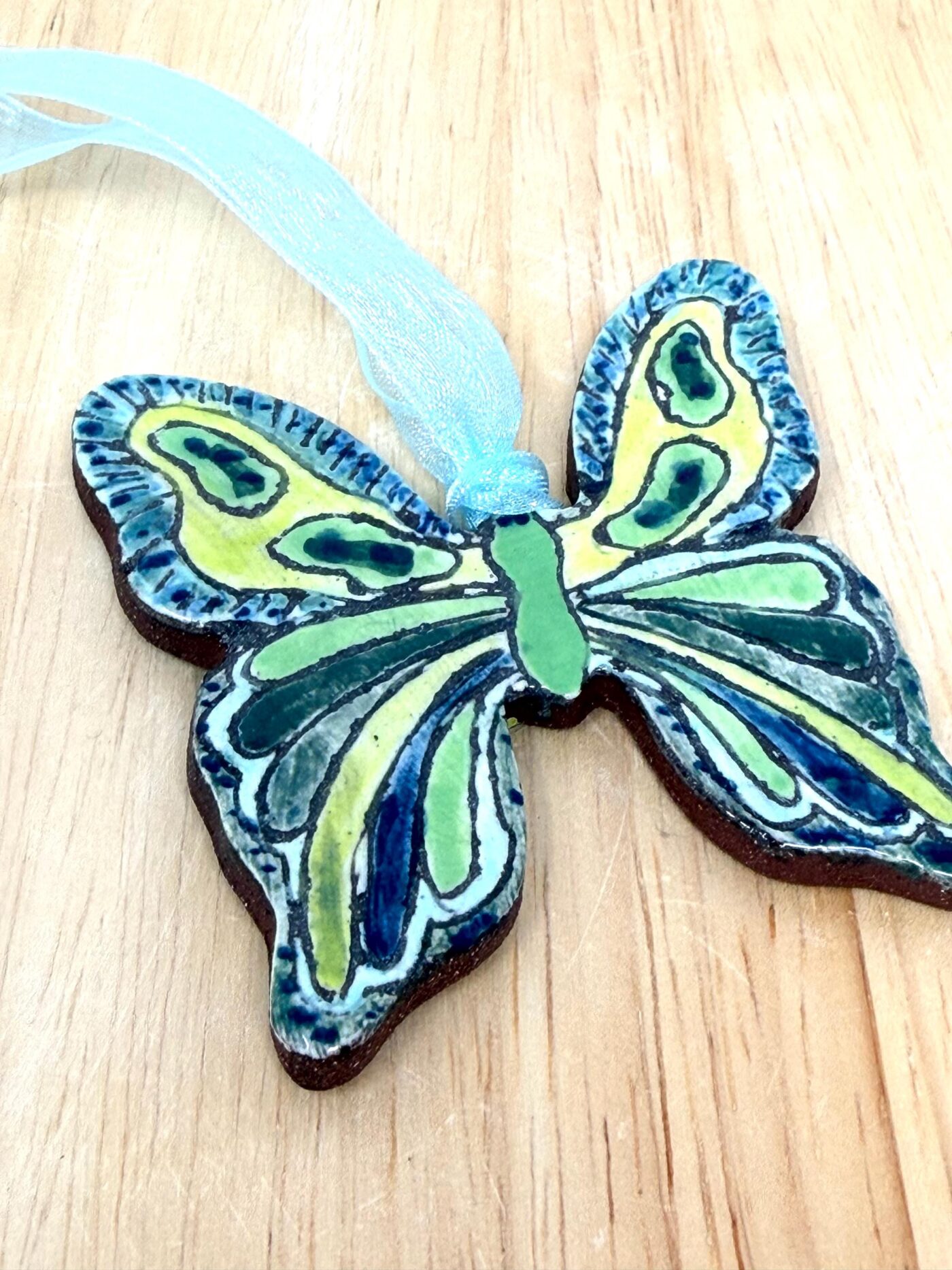 Handmade Ceramic Butterfly Ornament – Folk Art Wall Hanging, Terracotta Clay Decor (11 of 17) -- Fabode Ceramics