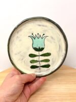 Handmade Small Ceramic Plate – Scandinavian Inspired Folk Flower – Rustic Terracotta Side Plate (1 of 14) -- Fabode Ceramics