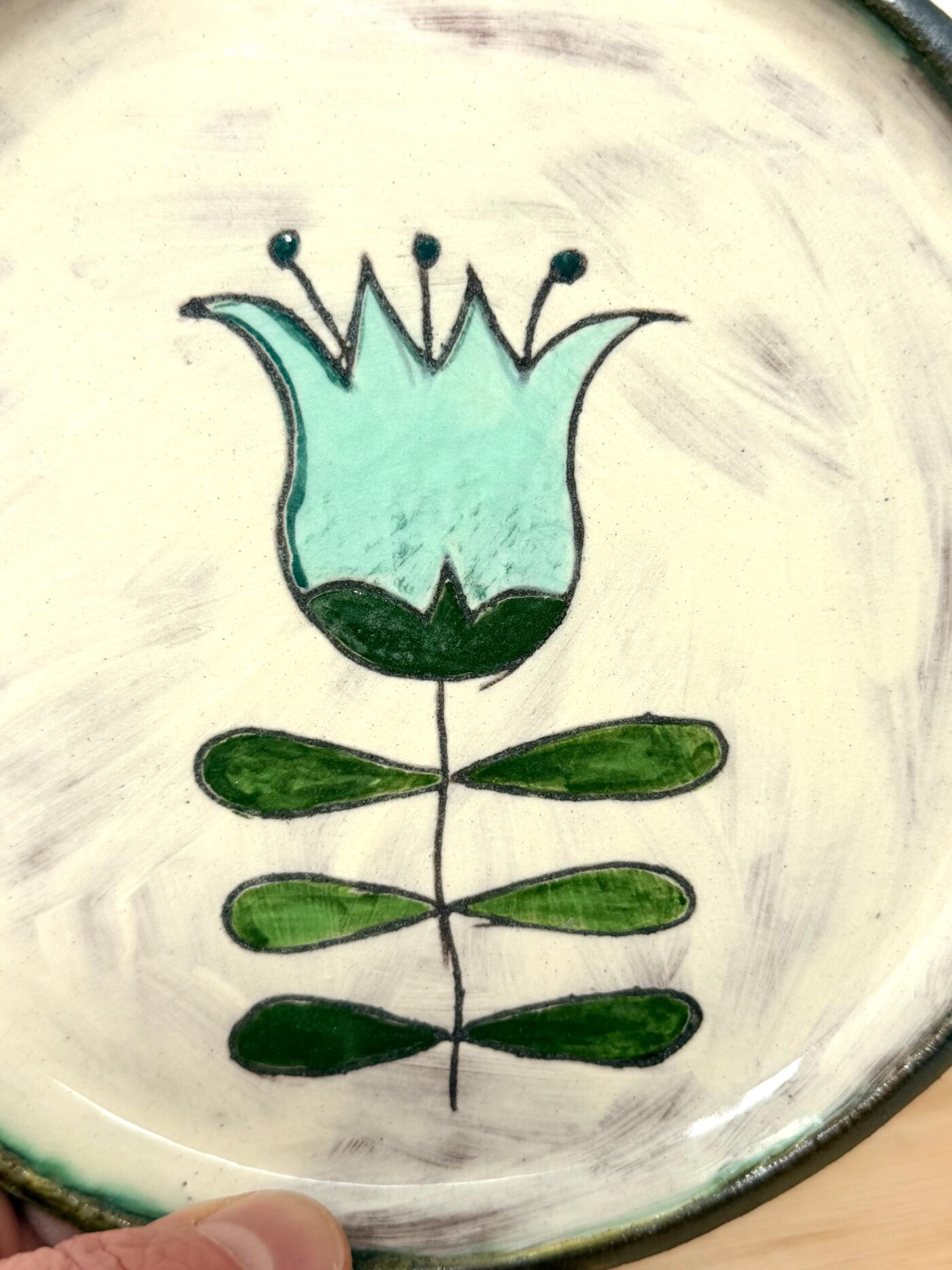 Handmade Small Ceramic Plate – Scandinavian Inspired Folk Flower – Rustic Terracotta Side Plate (4 of 14) -- Fabode Ceramics
