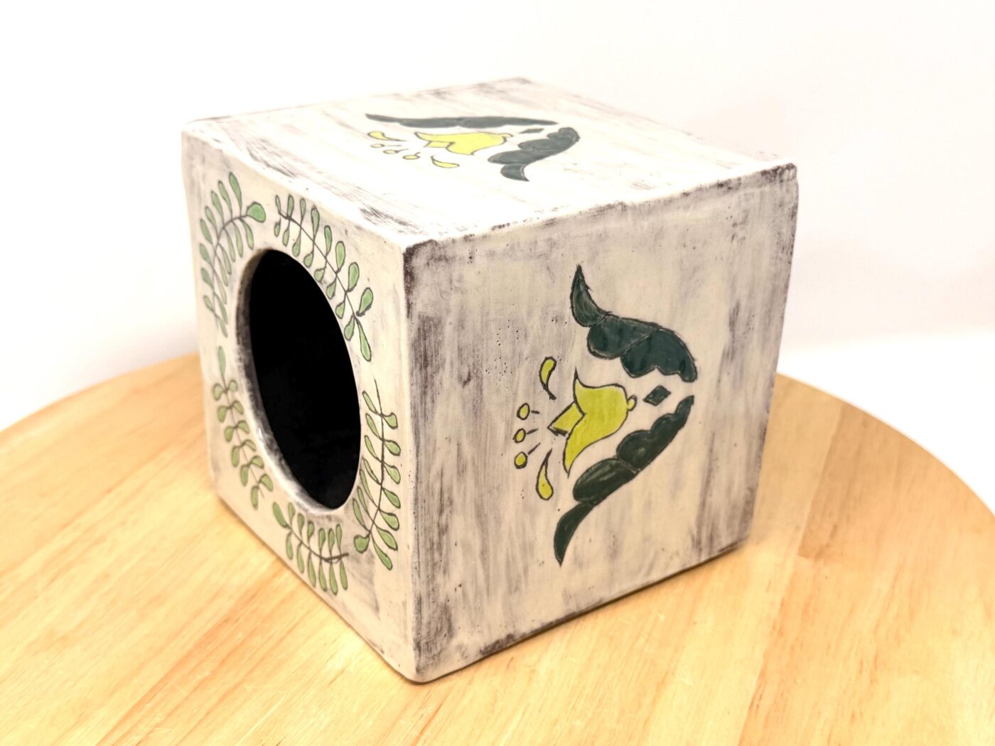 Handmade Ceramic Tissue Box Cover – Folk Art Inspired Tissue Holder – Rustic Terracotta Home Decor (9 of 13) -- Fabode Ceramics