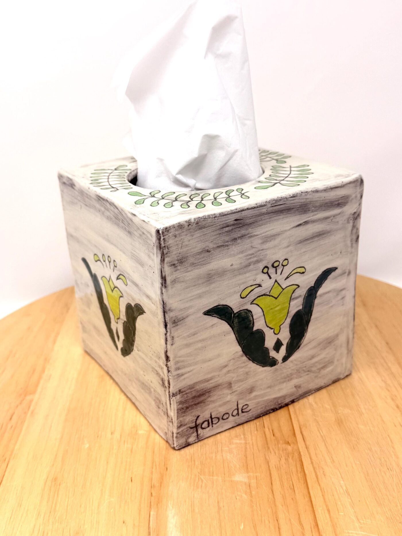 Handmade Ceramic Tissue Box Cover – Folk Art Inspired Tissue Holder – Rustic Terracotta Home Decor (7 of 13) -- Fabode Ceramics