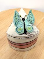 Handmade Ceramic Cake Slice Trinket Box – Butterfly Lid – Rustic Terracotta Jewellery Box (3 of 16) -- Fabode Ceramics