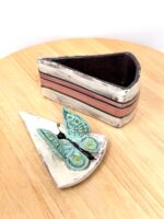 Handmade Ceramic Cake Slice Trinket Box – Butterfly Lid – Rustic Terracotta Jewellery Box (2 of 16) -- Fabode Ceramics