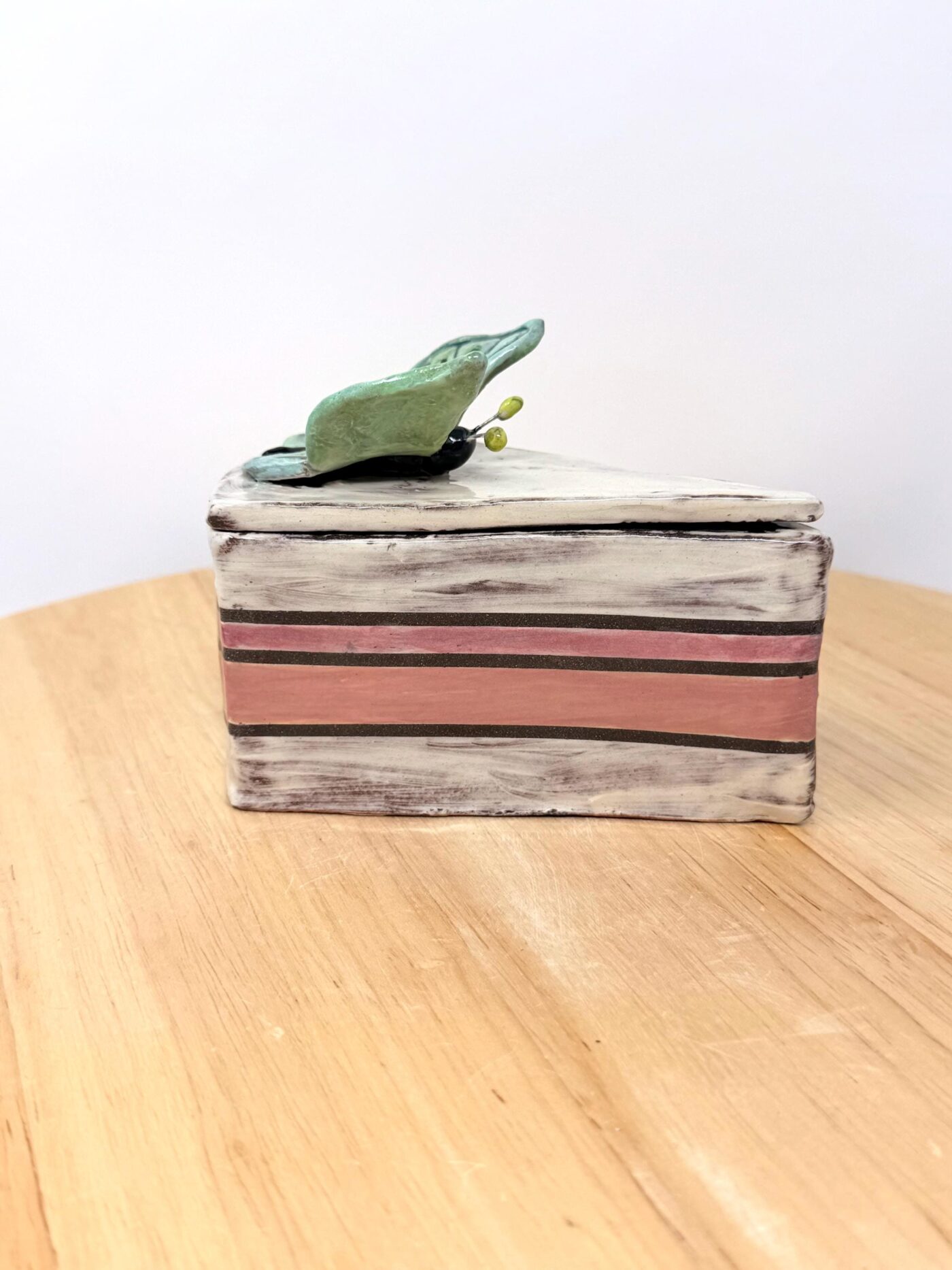 Handmade Ceramic Cake Slice Trinket Box – Butterfly Lid – Rustic Terracotta Jewellery Box (10 of 16) -- Fabode Ceramics