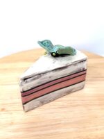 Handmade Ceramic Cake Slice Trinket Box – Butterfly Lid – Rustic Terracotta Jewellery Box (13 of 16) -- Fabode Ceramics