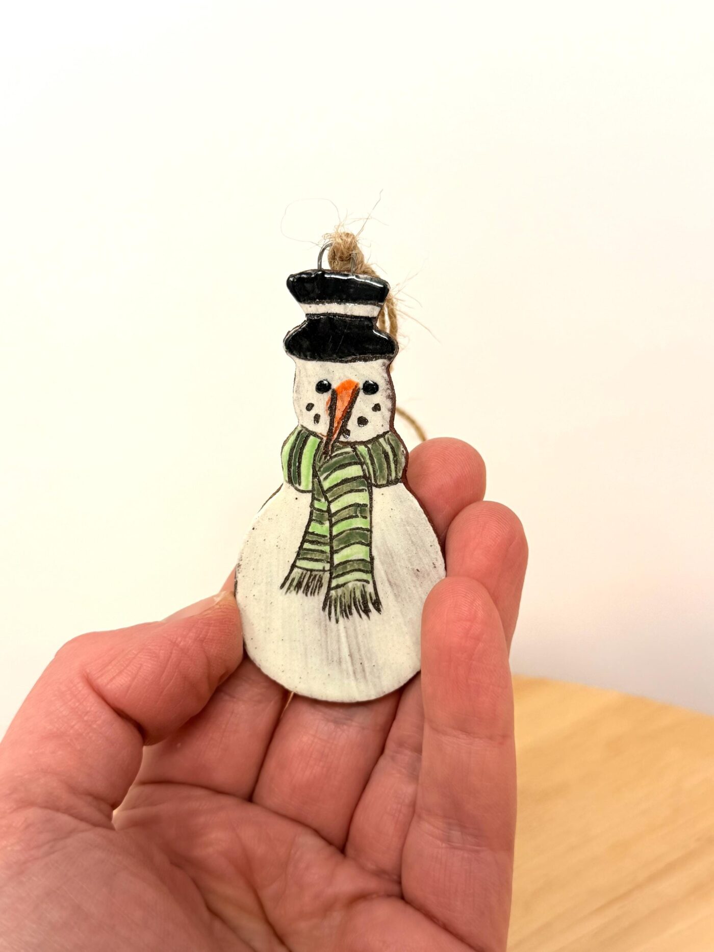 il_fullxfull.7739561510_ojfj.jpg Hand-Painted Ceramic Snowman Ornament – Terracotta Clay Christmas Decoration (1 of 6) -- Fabode Ceramics