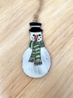 Hand-Painted Ceramic Snowman Ornament – Terracotta Clay Christmas Decoration (3 of 6) -- Fabode Ceramics
