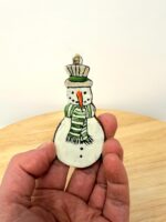Handmade Ceramic Snowman Christmas Ornament – Rustic Folk Decoration (1 of 4) -- Fabode Ceramics
