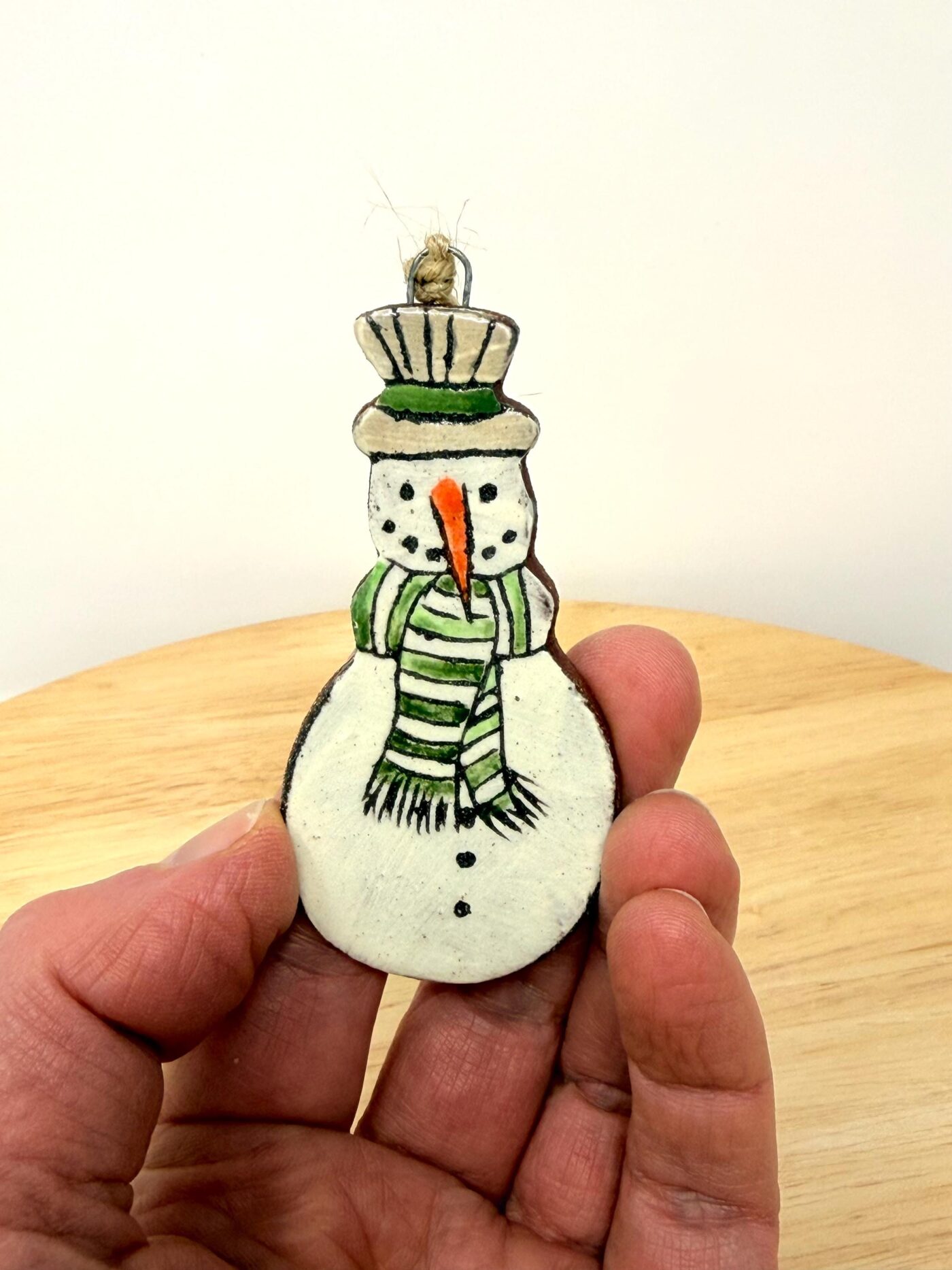 Handmade Ceramic Snowman Christmas Ornament – Rustic Folk Decoration (2 of 4) -- Fabode Ceramics