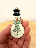 Handmade Ceramic Snowman Christmas Ornament – Rustic Folk Decoration (1 of 3) -- Fabode Ceramics
