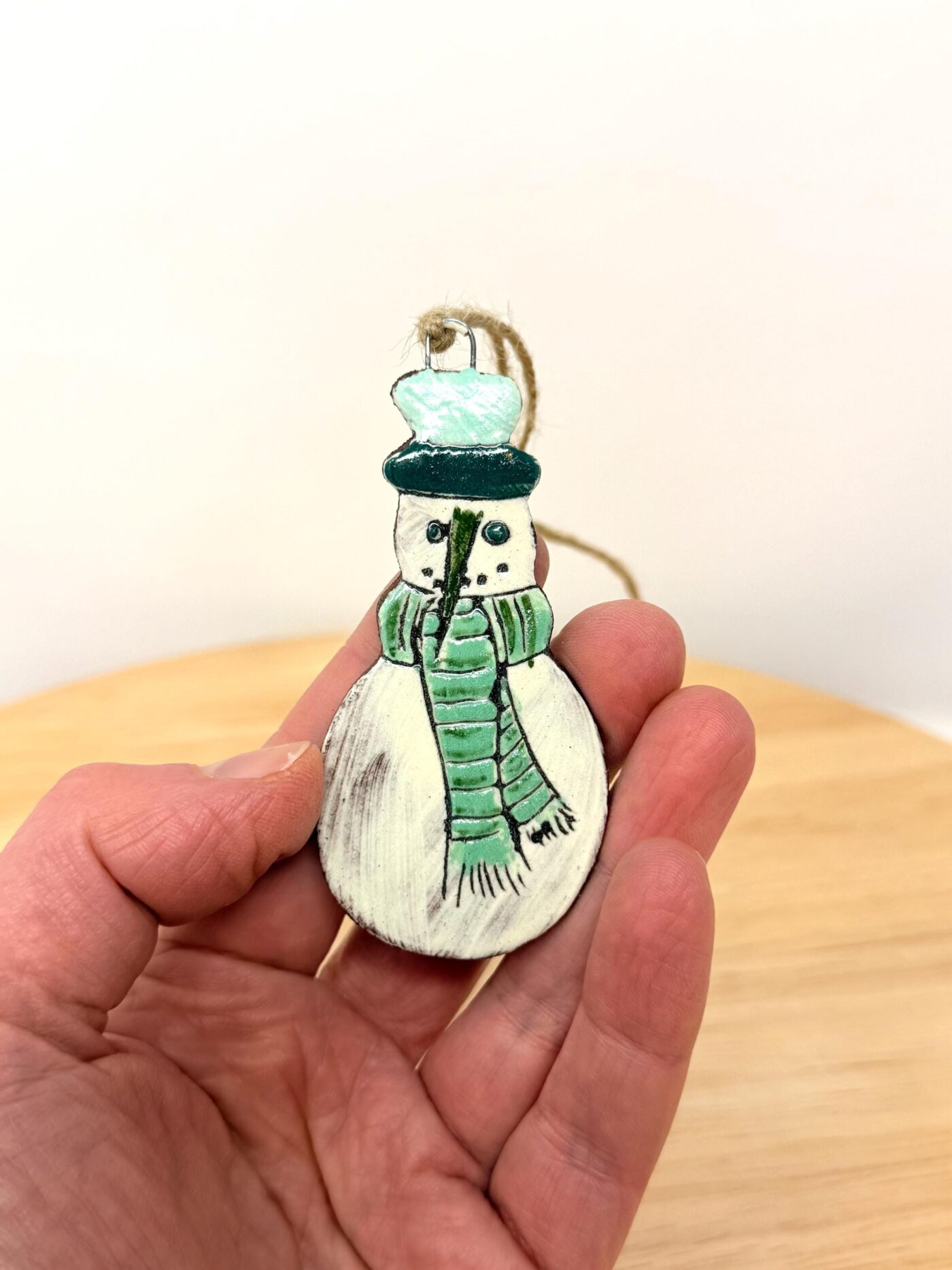 Handmade Ceramic Snowman Christmas Ornament – Rustic Folk Decoration (2 of 6) -- Fabode Ceramics