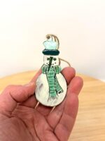 Handmade Ceramic Snowman Christmas Ornament – Rustic Folk Decoration (2 of 6) -- Fabode Ceramics