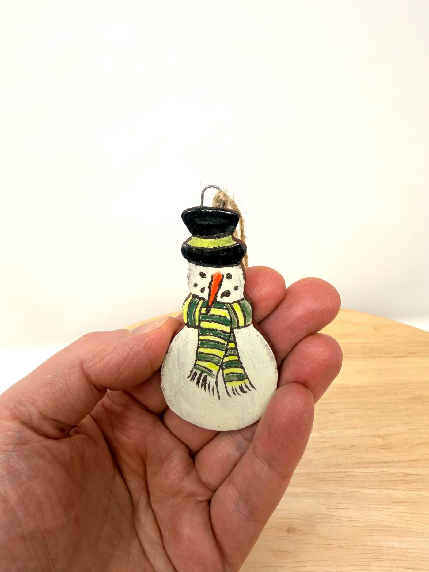 Handmade Ceramic Snowman Christmas Ornament – Rustic Hanging Decoration (5 of 7) -- Fabode Ceramics