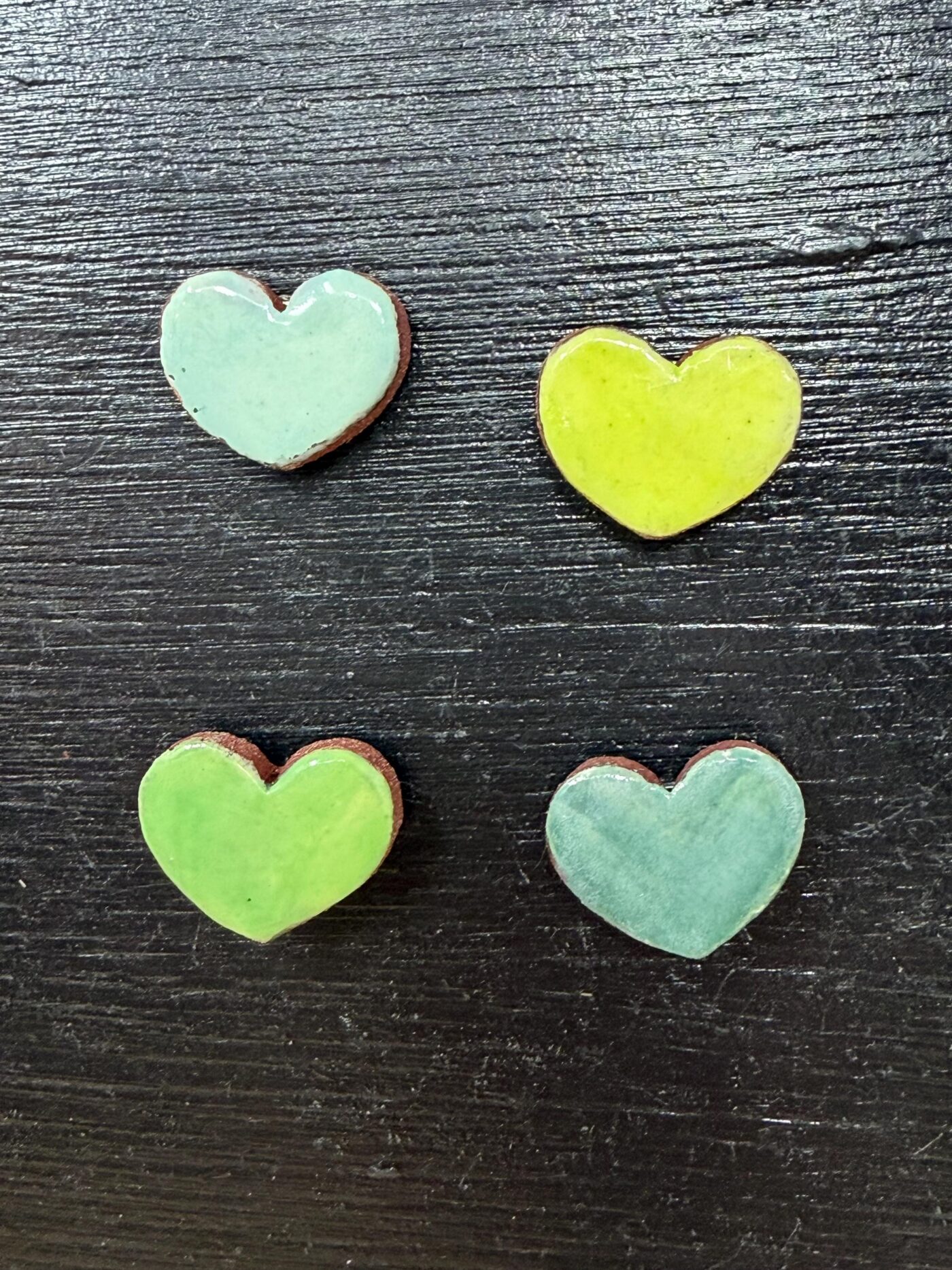 Handmade Rustic Ceramic Heart Magnets – Set of 4 in Soft Green & Blue Tones (10 of 10) -- Fabode Ceramics