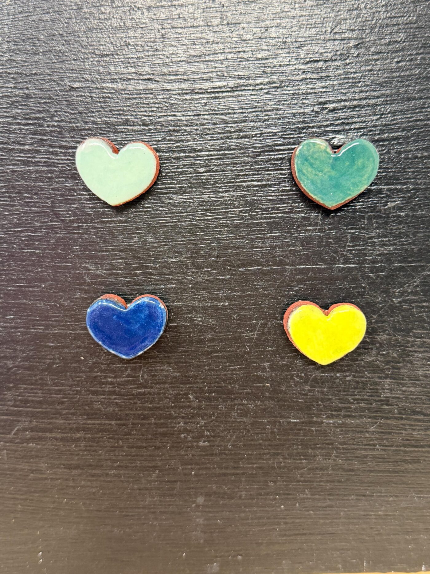 Handmade Rustic Ceramic Heart Magnets – Set of 4 in Soft Green & Blue Tones (6 of 8) -- Fabode Ceramics