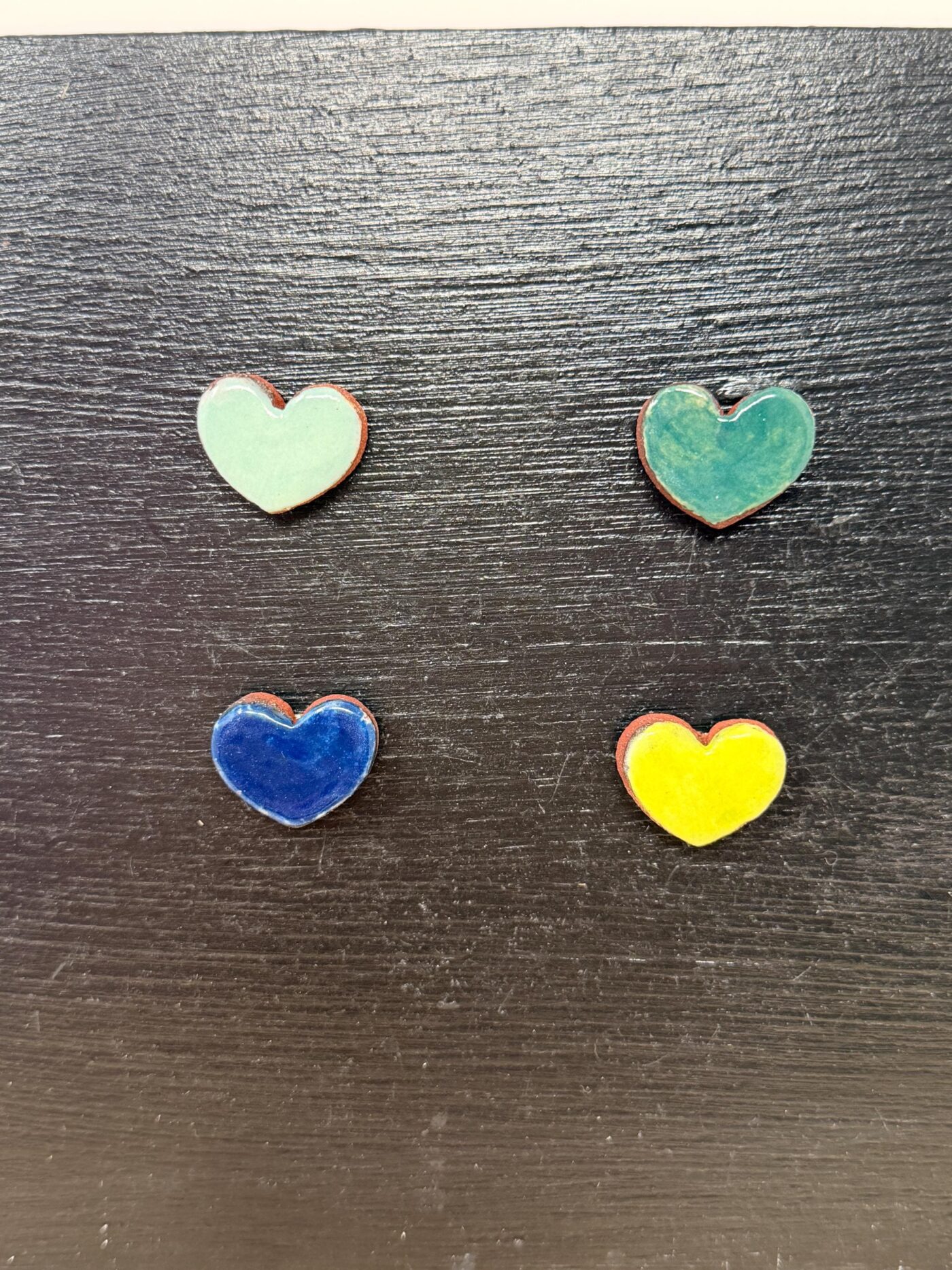 Handmade Rustic Ceramic Heart Magnets – Set of 4 in Soft Green & Blue Tones (8 of 8) -- Fabode Ceramics