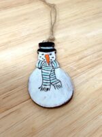 Handmade Ceramic Snowman Christmas Ornament – Rustic Scandinavian Folk Decoration in Soft light blue (4 of 11) -- Fabode Ceramics